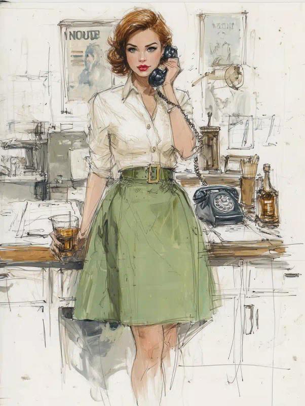Fashion Sketch Redhead Office Queen