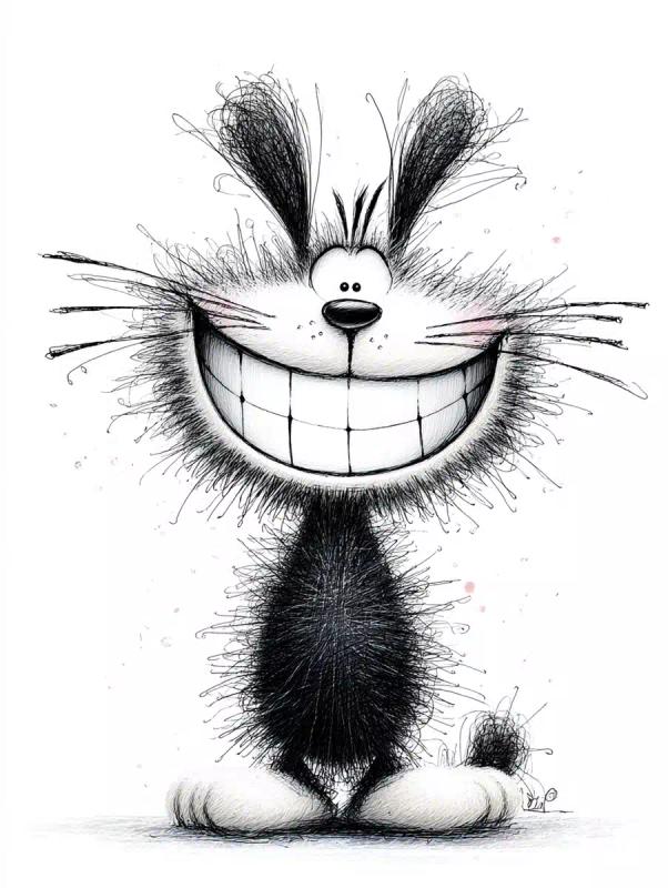 Scribble Cartoon Cat Sketch