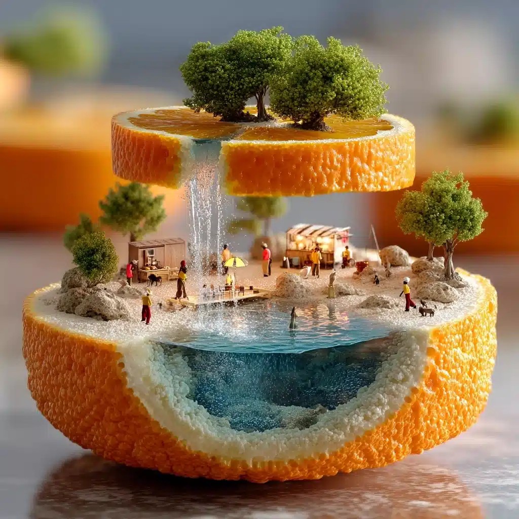 Surreal Orange Landscape Art