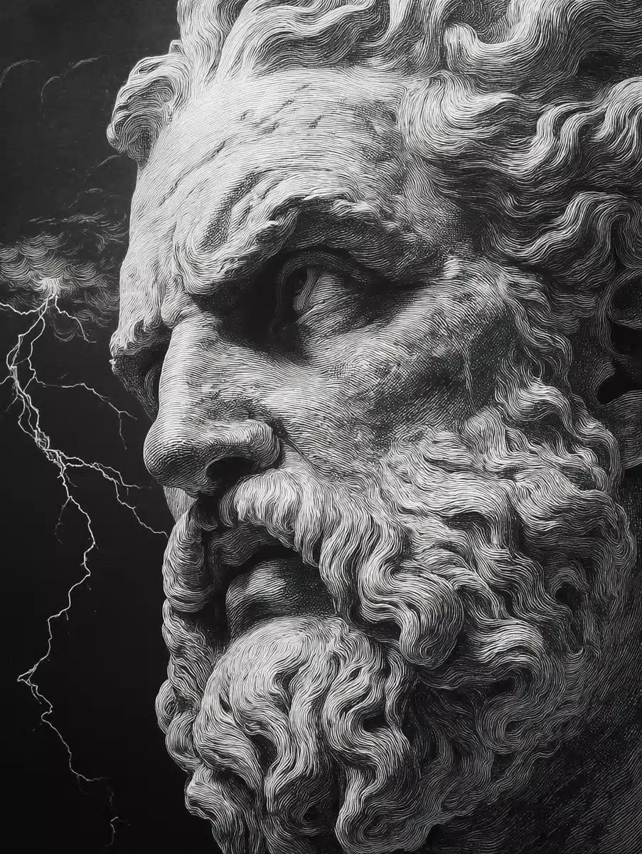 Realistic Zeus Portrait Lightning