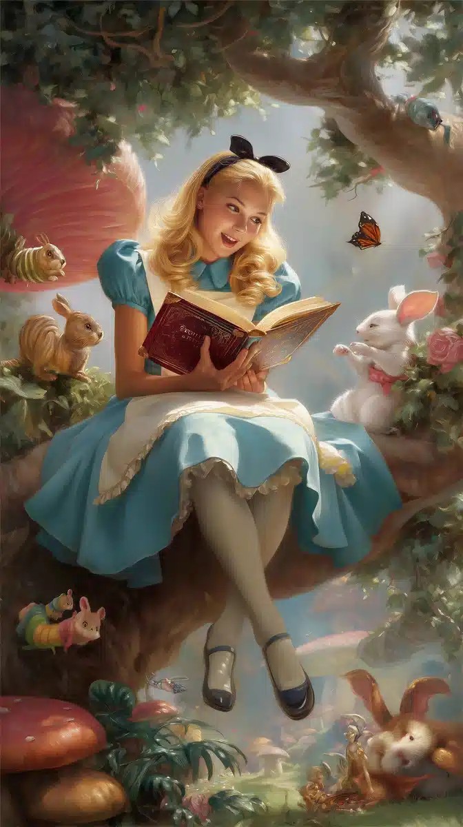 Alice Reading in Wonderland