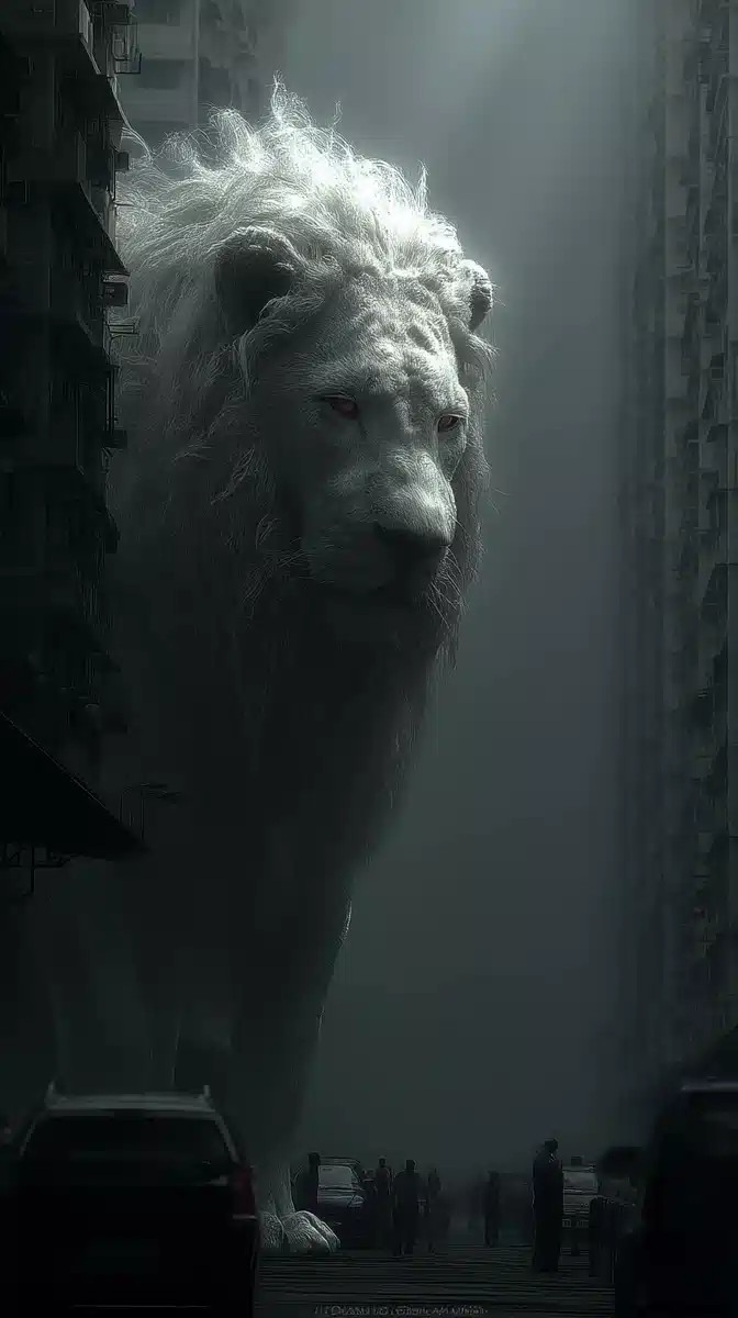 Hyper-Realistic Lion Cityscape