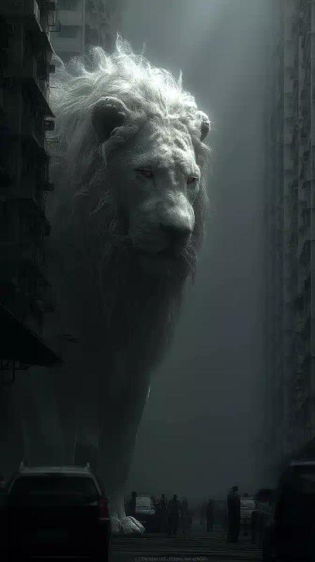 Hyper-Realistic Lion Cityscape
