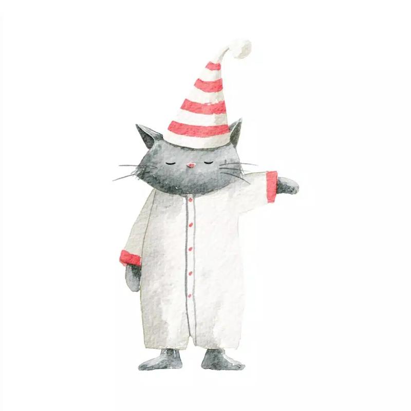Whimsical Cat in Pajamas