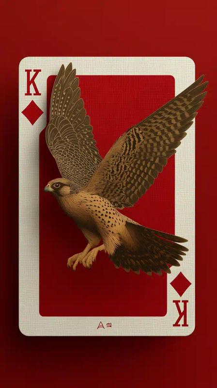 Falcon Emerging from Card