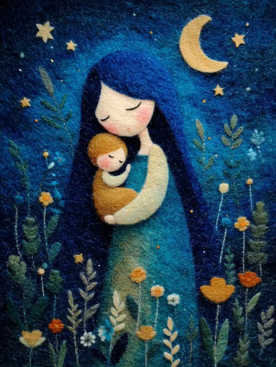 Pastel Felt Angel and Child