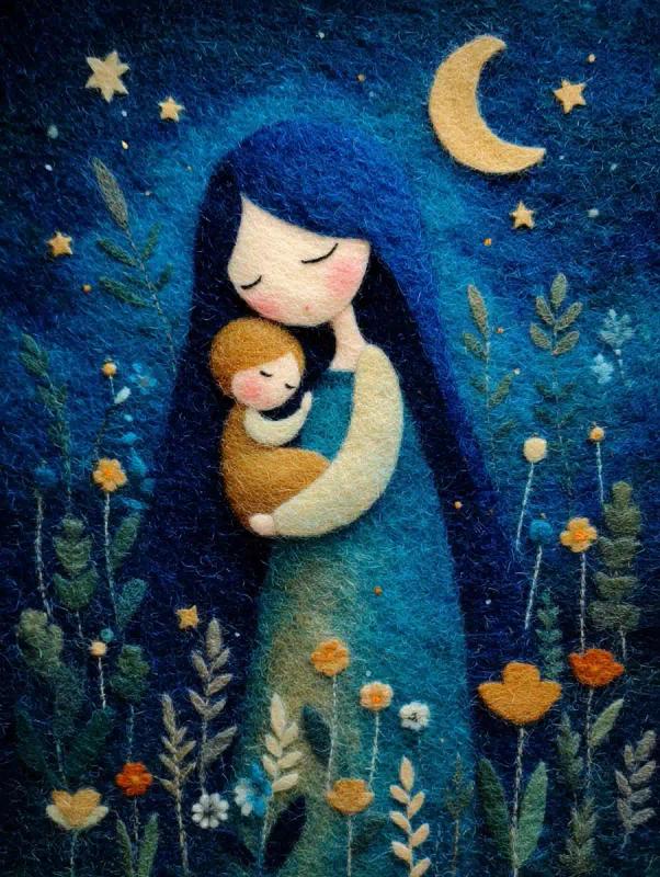 Pastel Felt Angel and Child