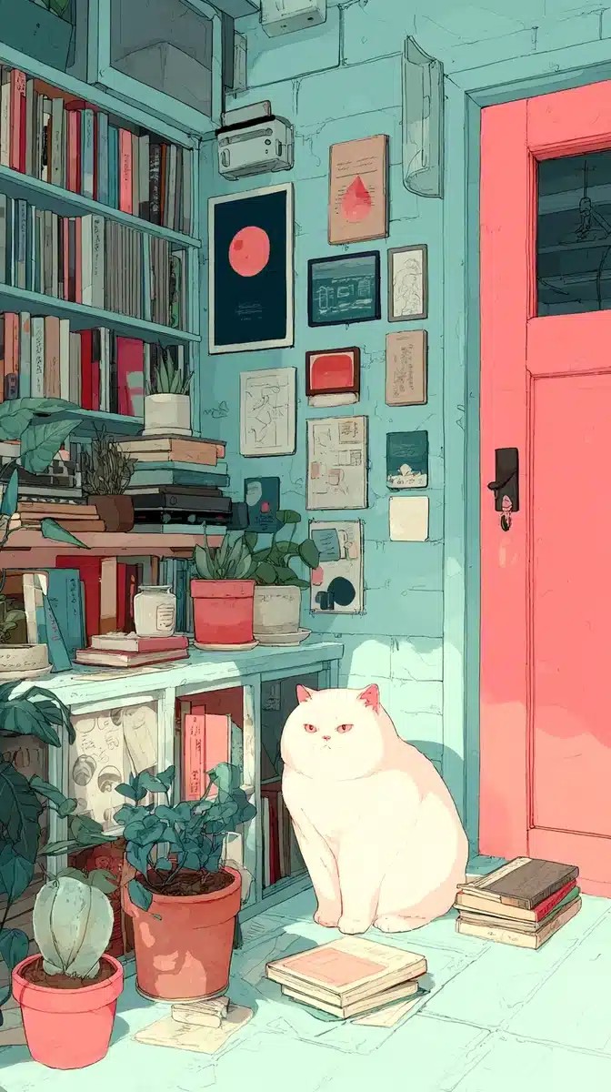 Kawaii Cat in Cozy Room