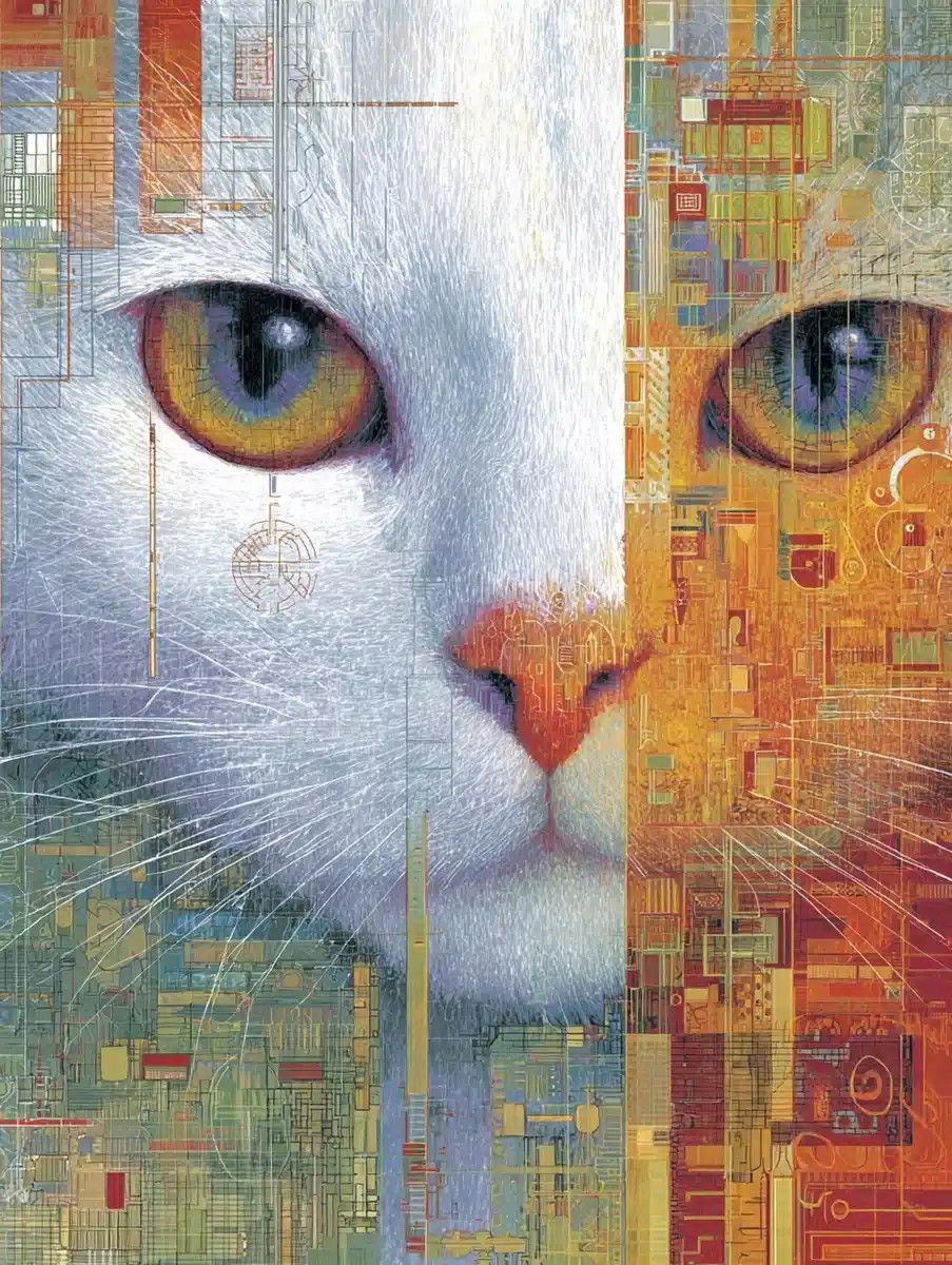 Geometric Cat Face Collage