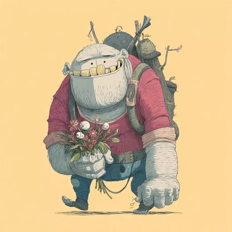 Goofy Ogre with Flowers
