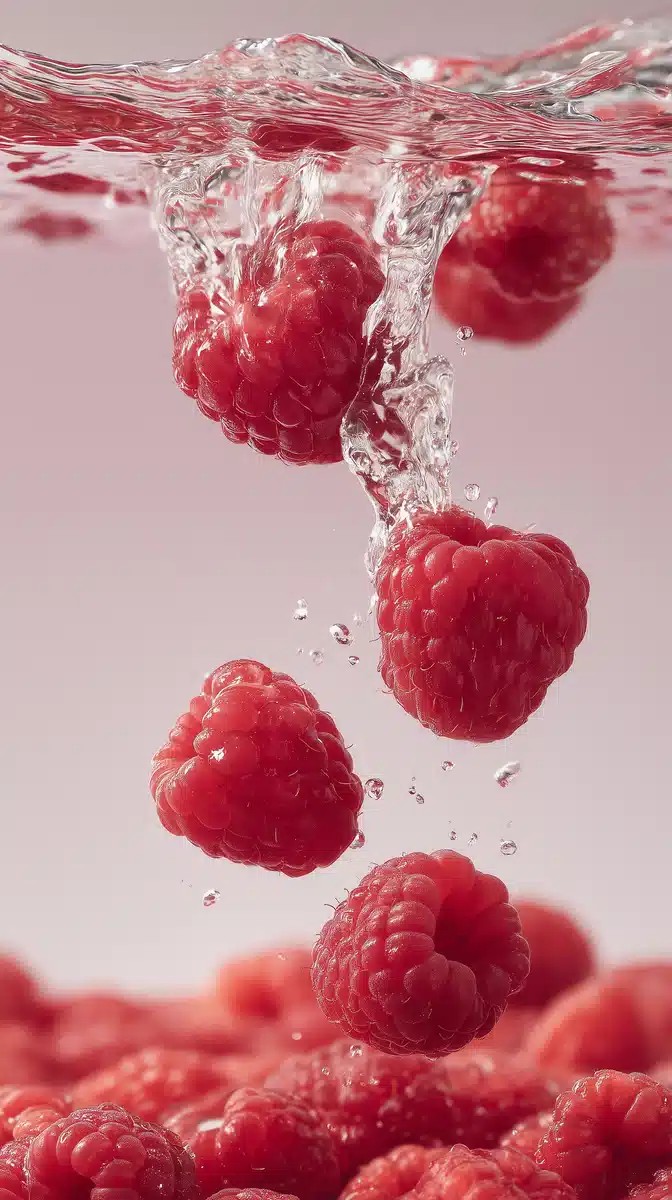 Raspberries with Pink Water