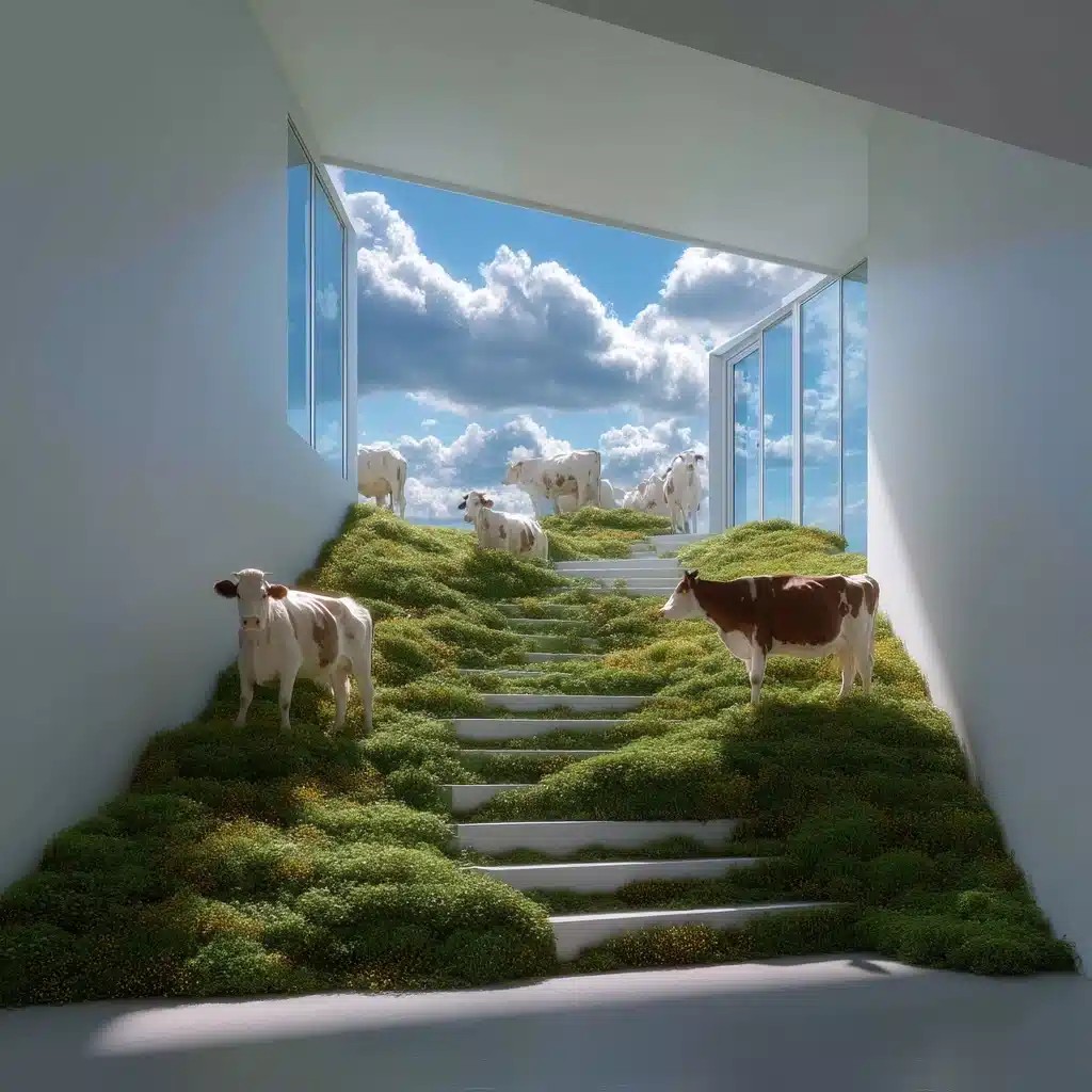 Grassland Staircase with Livestock