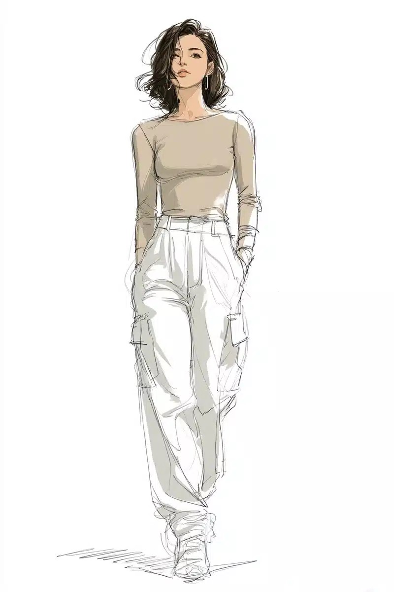 Fashion Sketch Contoured Silhouette
