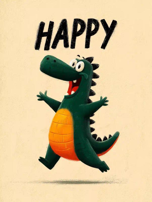Playful Dinosaur Retro Poster