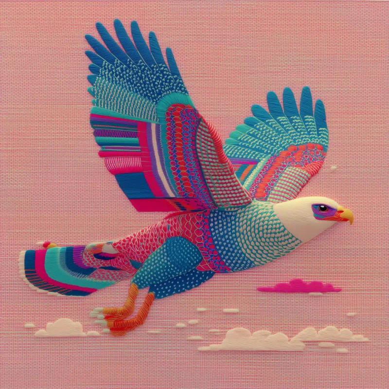 Abstract Embroidered Eagle Design