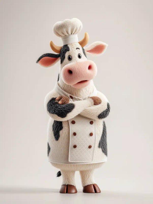 Animated Chef Cow Design