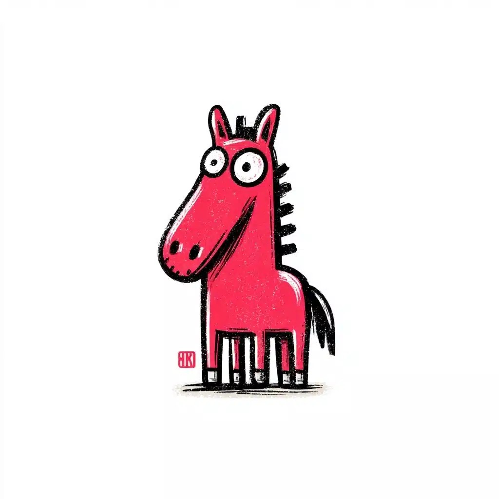 Cartoon Red Horse Doodle