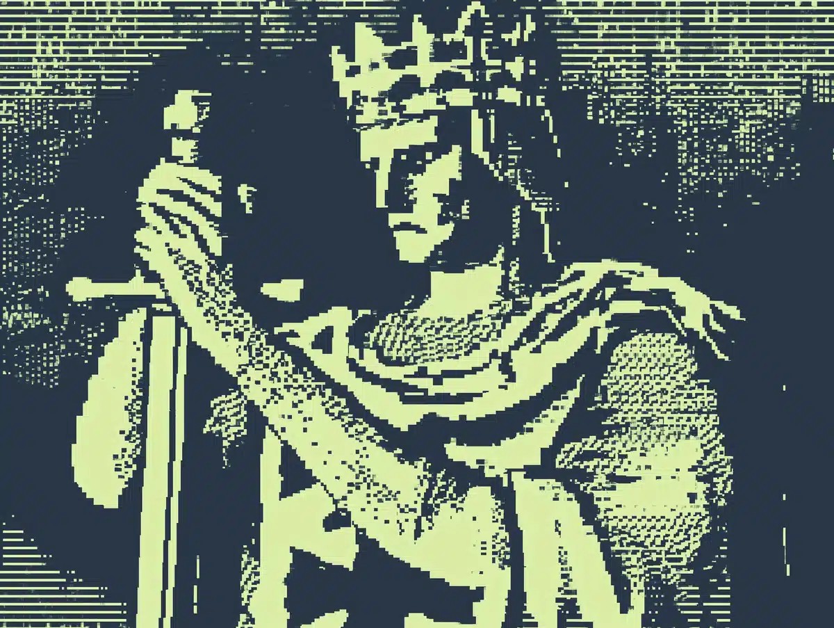 Pixelated King with Sword