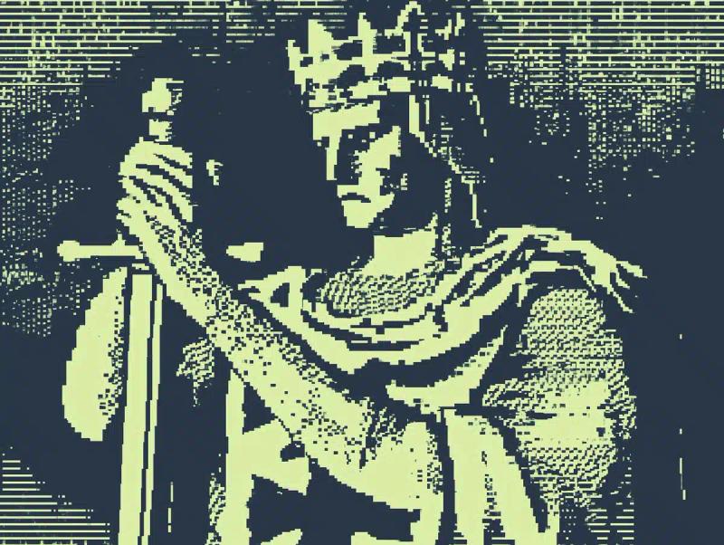 Pixelated King with Sword