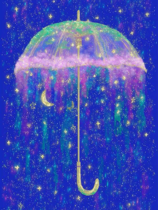 Cosmic Umbrella Fantasy Illustration