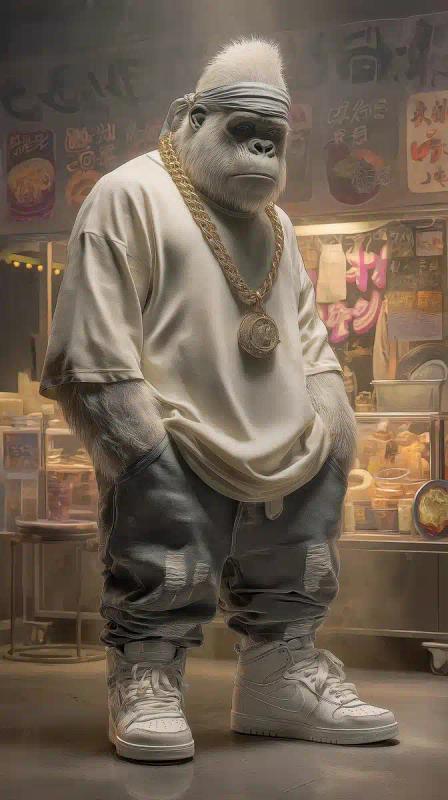 Hyper-Realistic Gorilla in Ramen