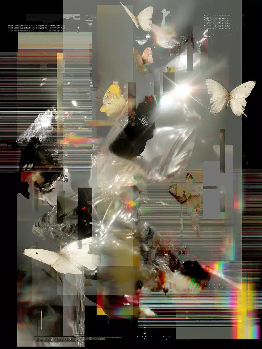 Liquid Silver Butterflies Poster