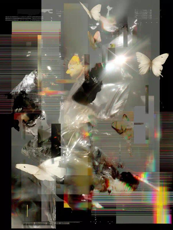 Liquid Silver Butterflies Poster