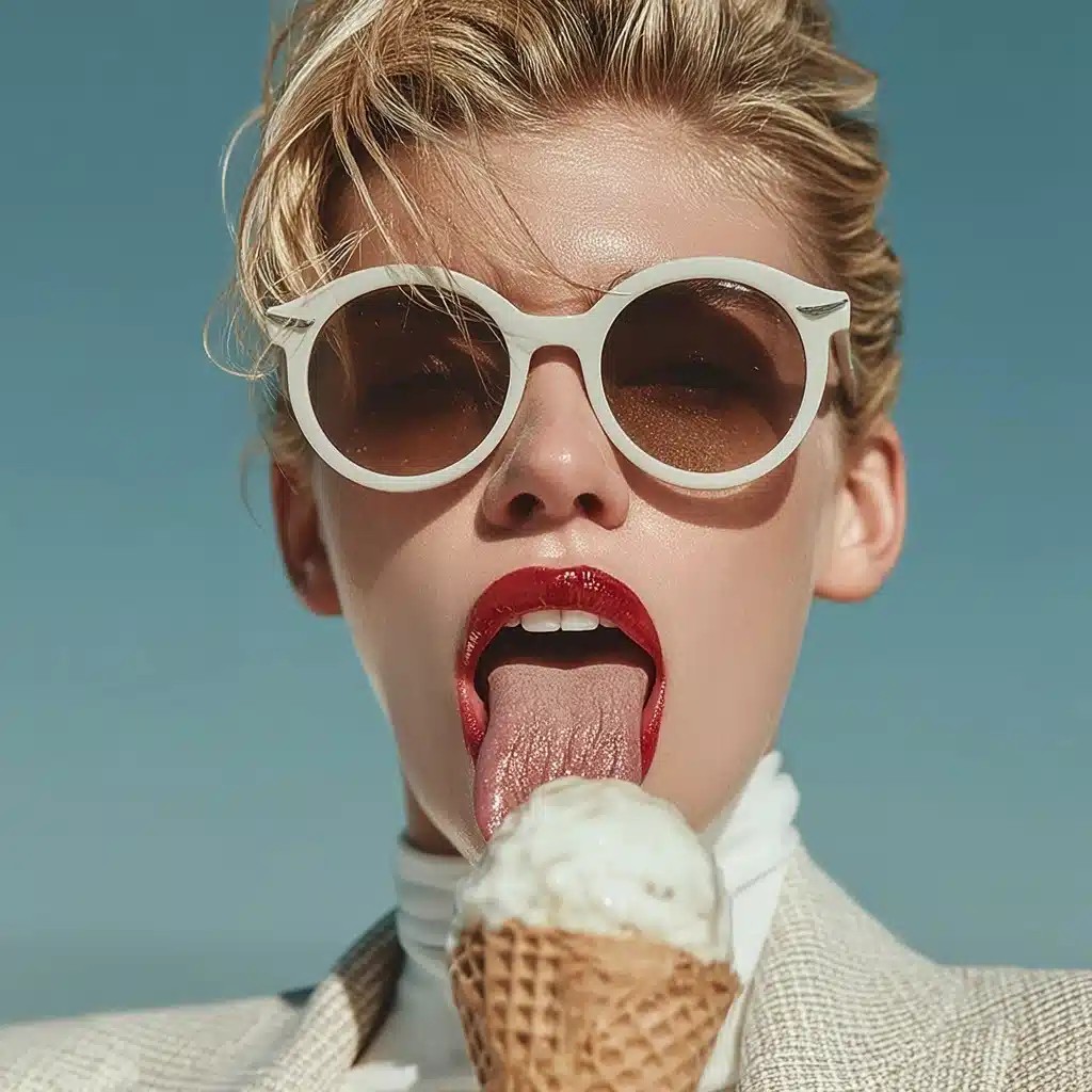 Glamorous Woman with Ice Cream
