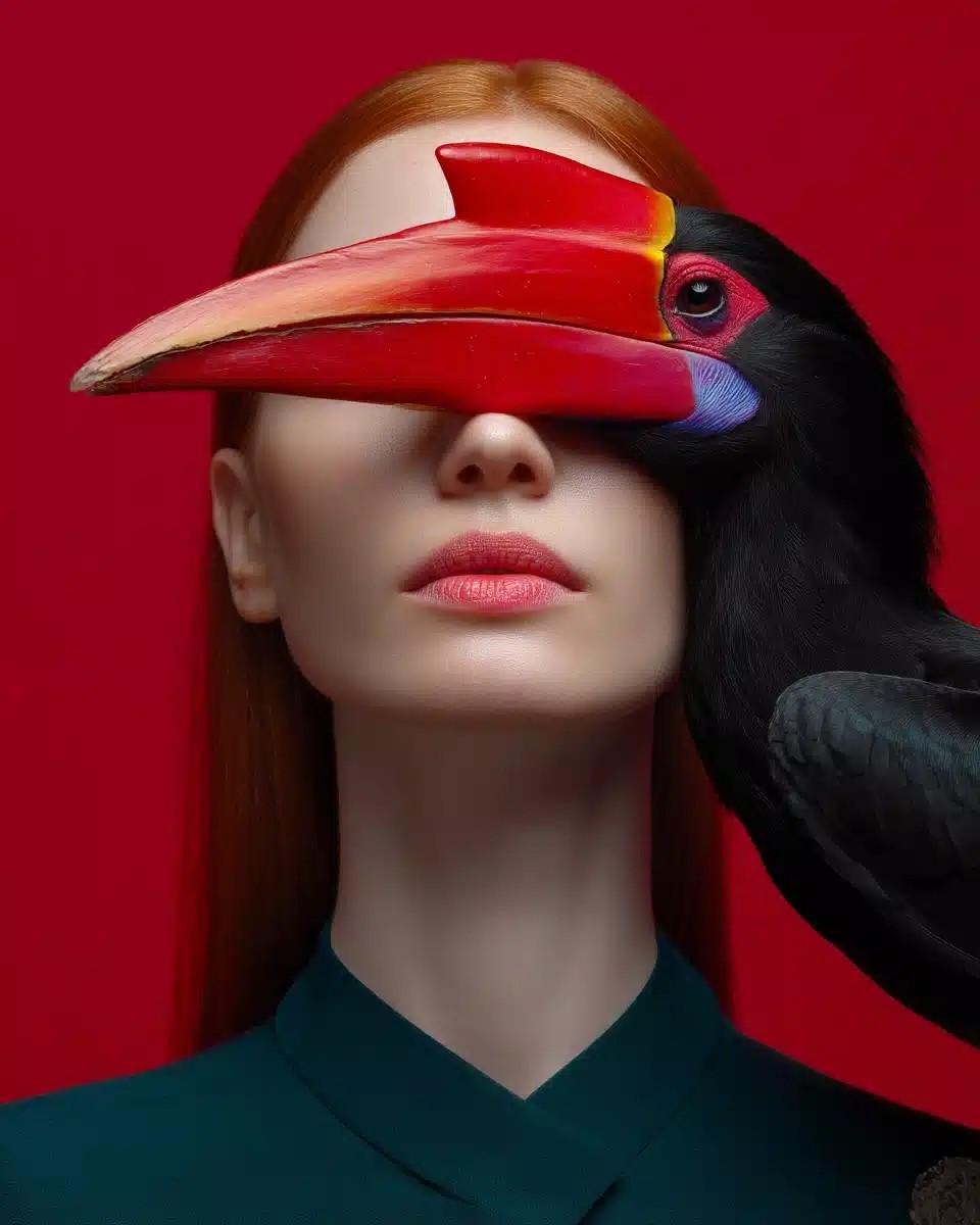 Surreal Portrait with Hornbill