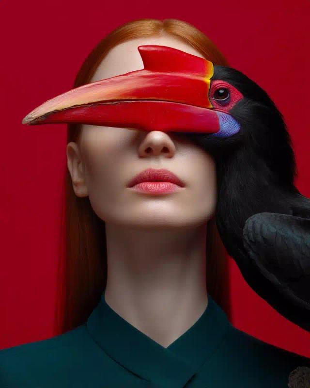 Surreal Portrait with Hornbill