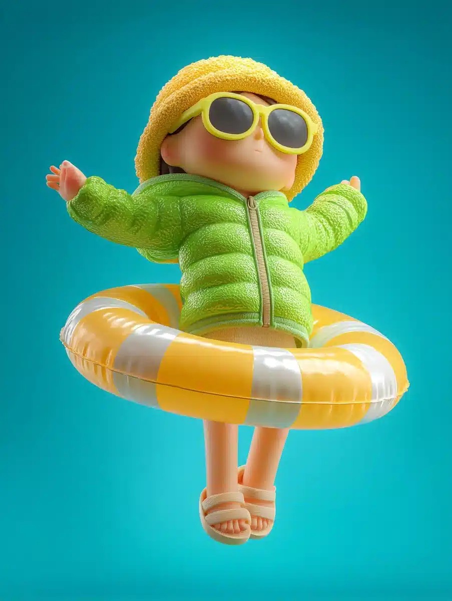 3D Cartoon Girl Floating