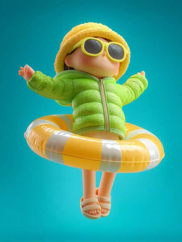 3D Cartoon Girl Floating