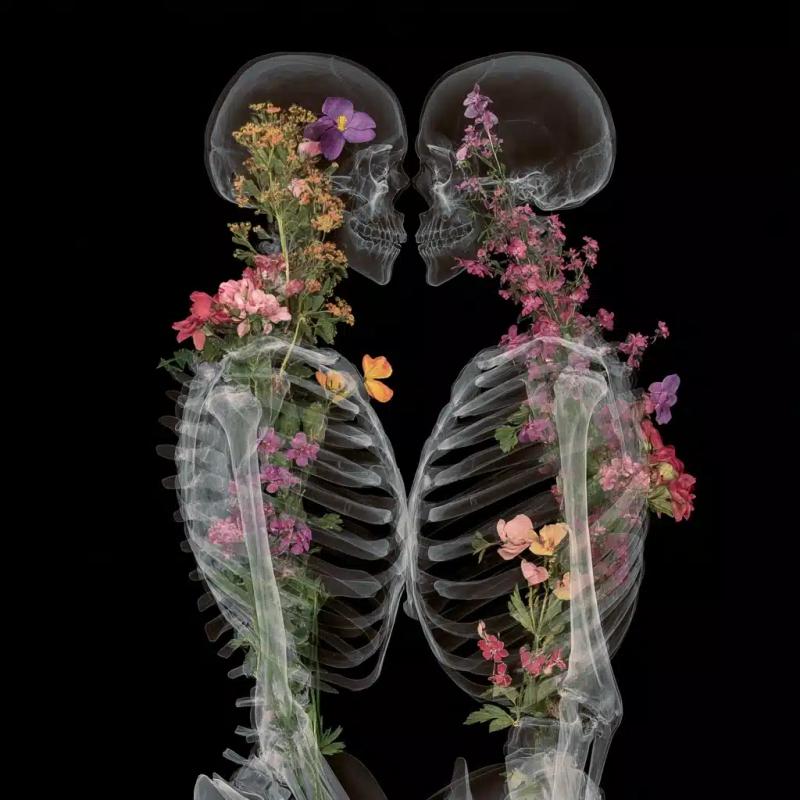 X-Ray Torso Kissing Flowers