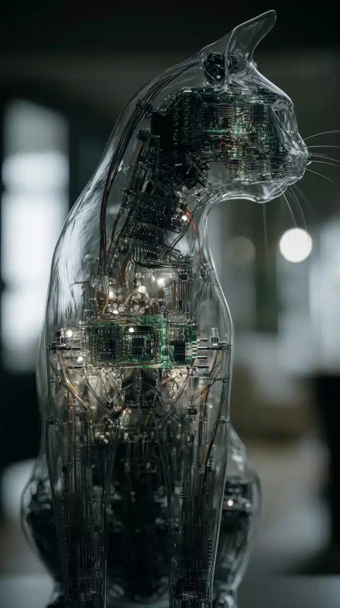 Transparent Cat with Electronics