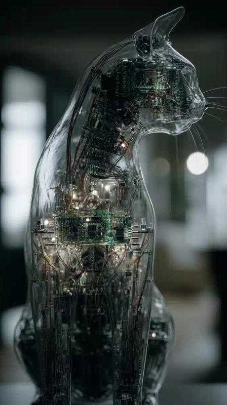 Transparent Cat with Electronics