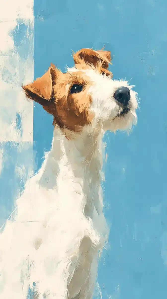 Fox Terrier on Cyan