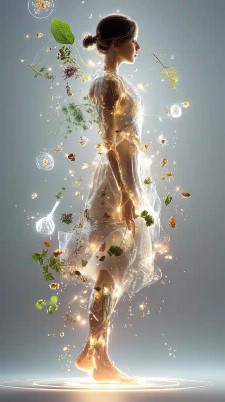 Liquid Light Figure with Herbs