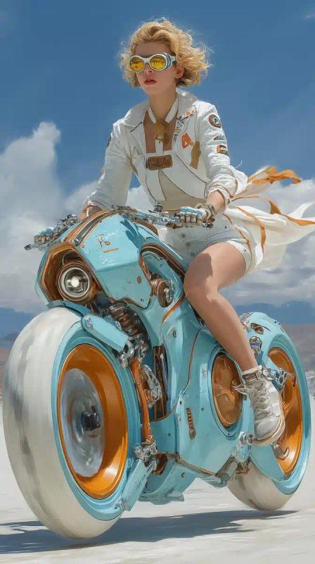 Retro Futuristic Bicycles Running