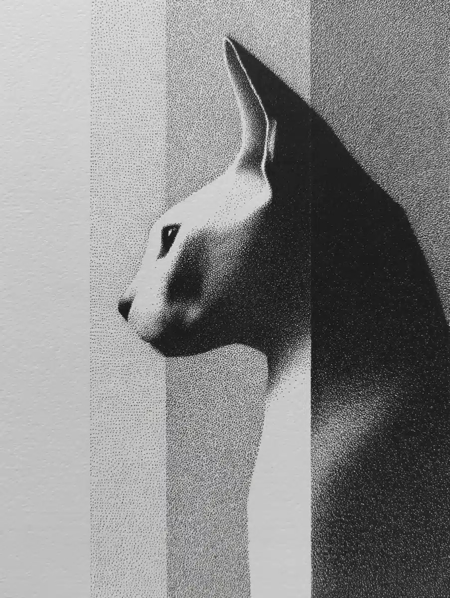 Grayscale Sphynx Drawing