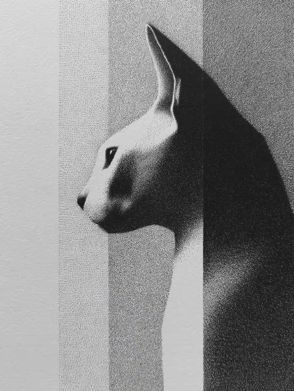Grayscale Sphynx Drawing