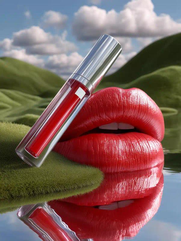 Surreal Landscape with Glossy Lips