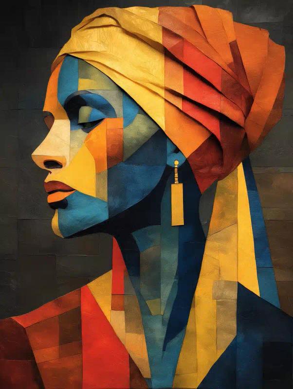 Cubist Portrait of African Woman