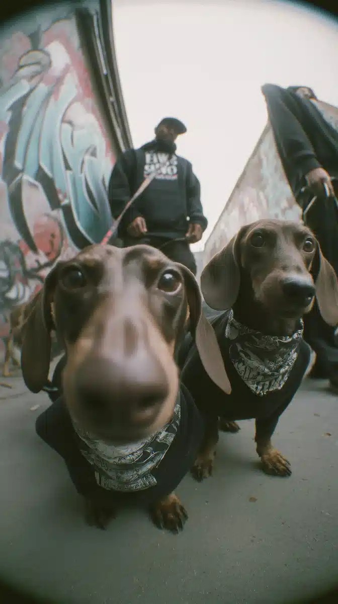 Angry Dachshunds in Hoodies