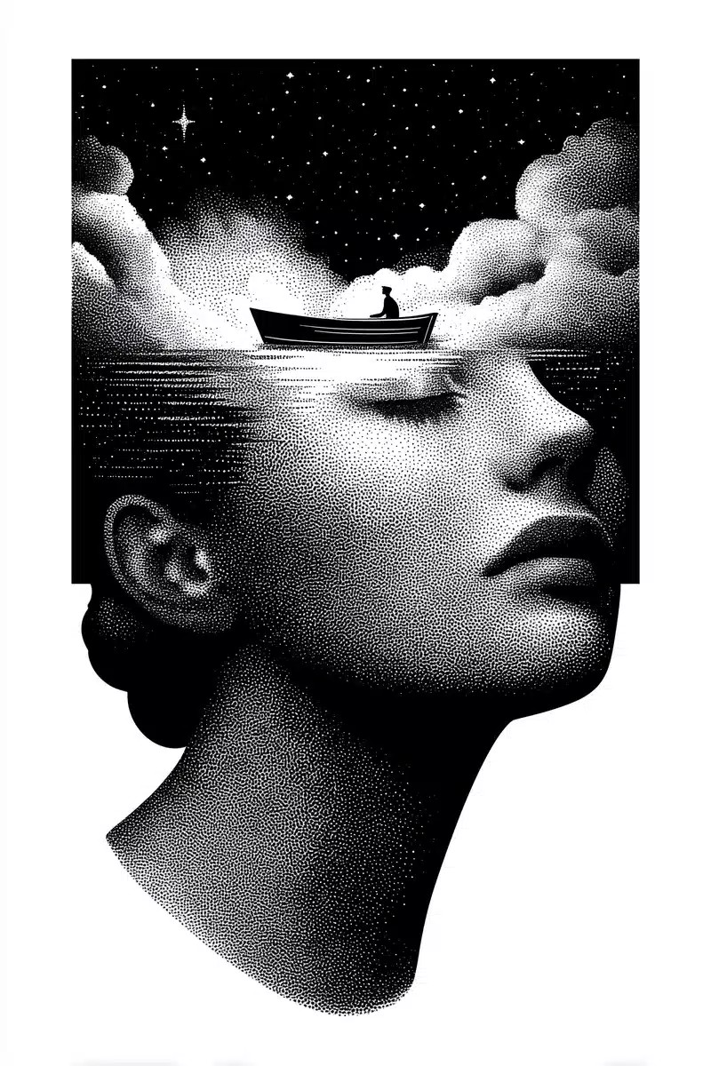 Surreal Ink Dreamscape Face