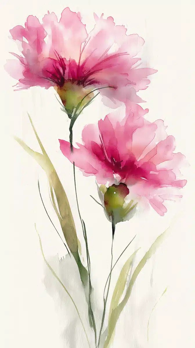 Watercolor Pink Flowers