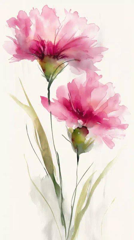 Watercolor Pink Flowers