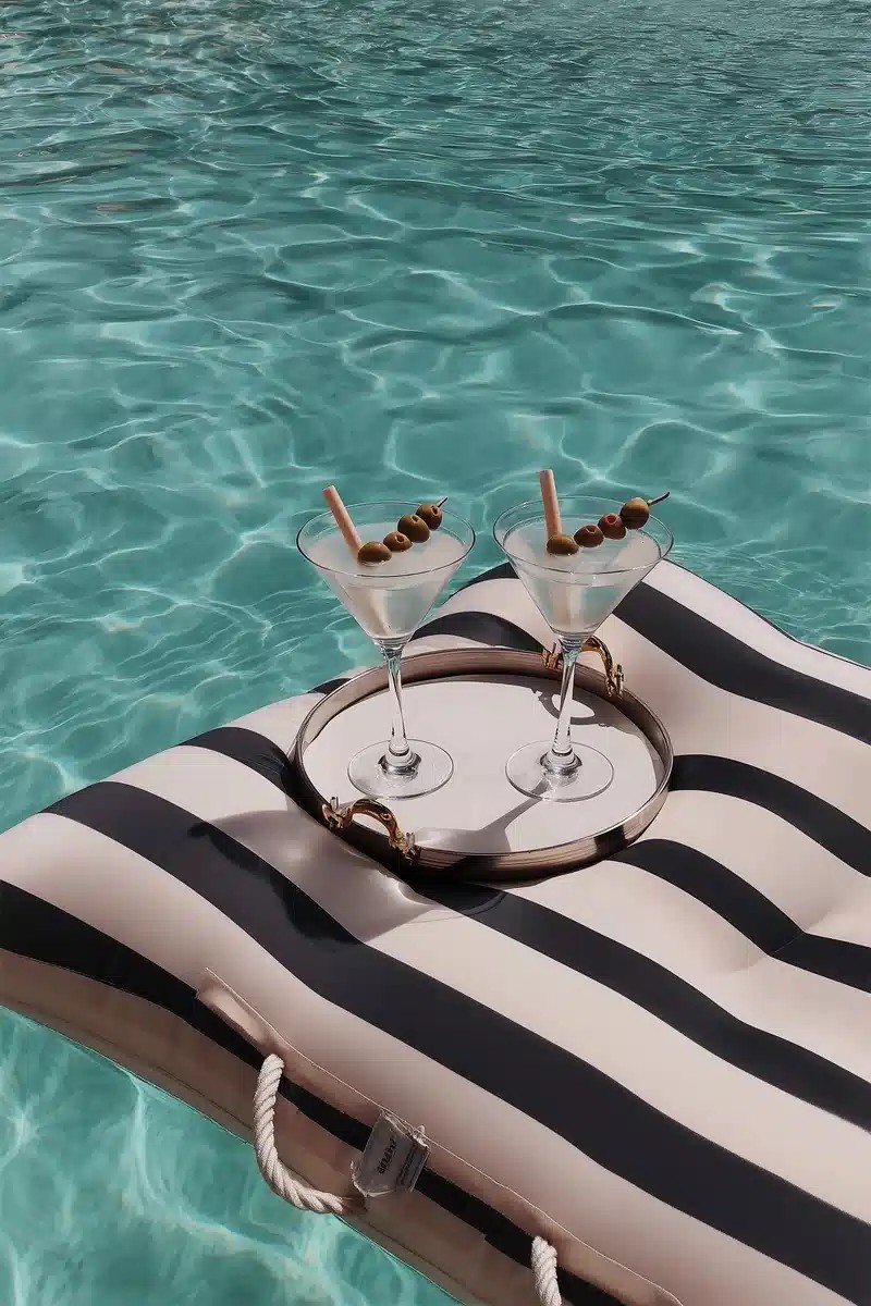 Elegant Martini Glasses on Float