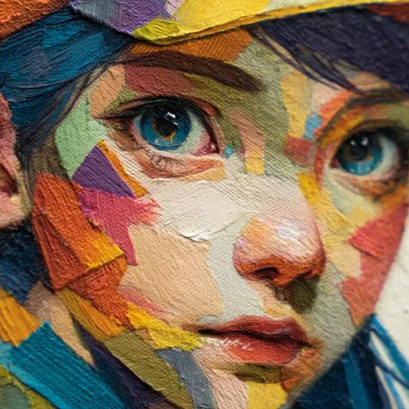 Geometric Collage on Chibi Face