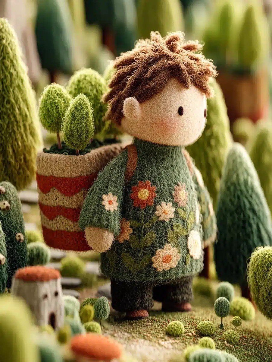 Miniature Boy with Saplings