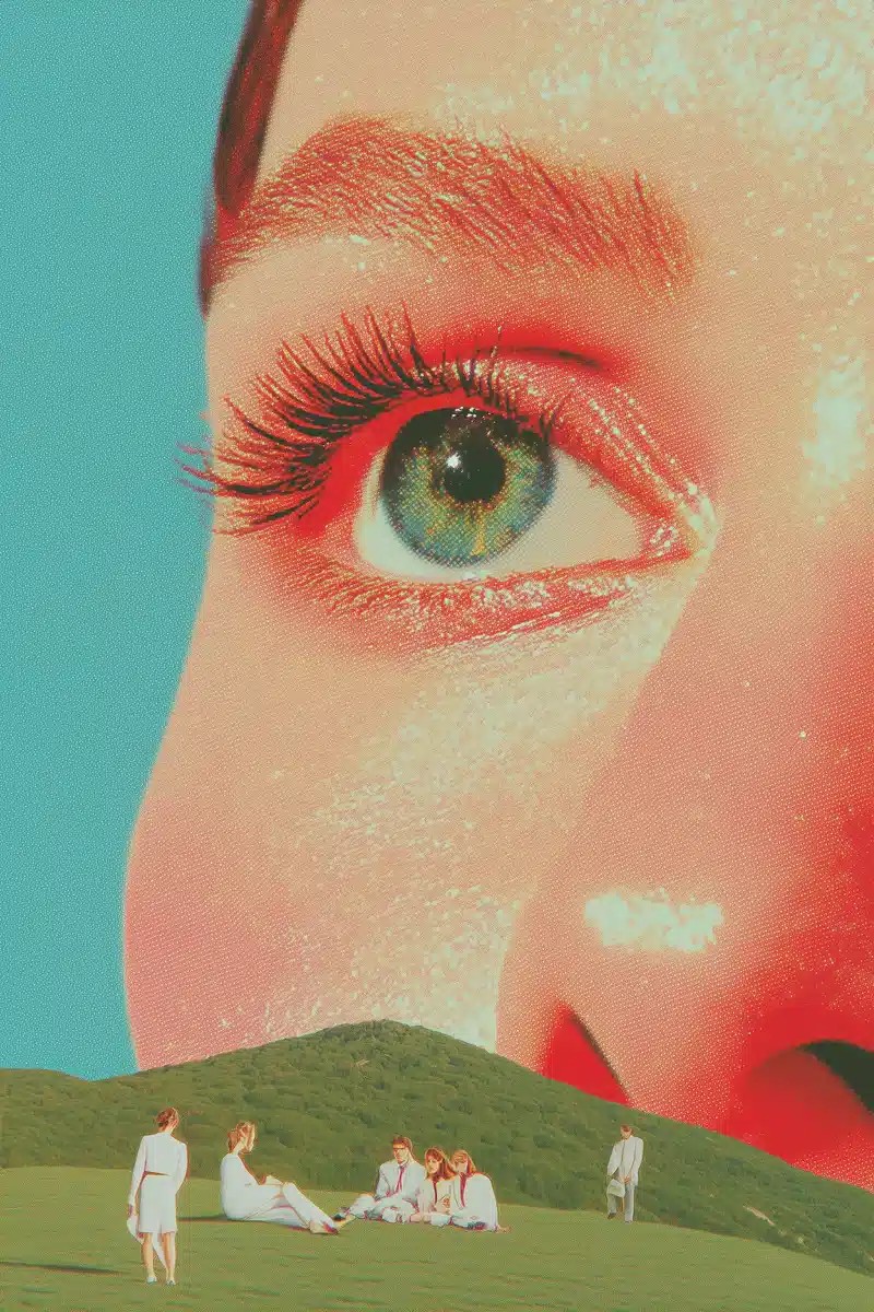 Eye with Red Lashes Collage